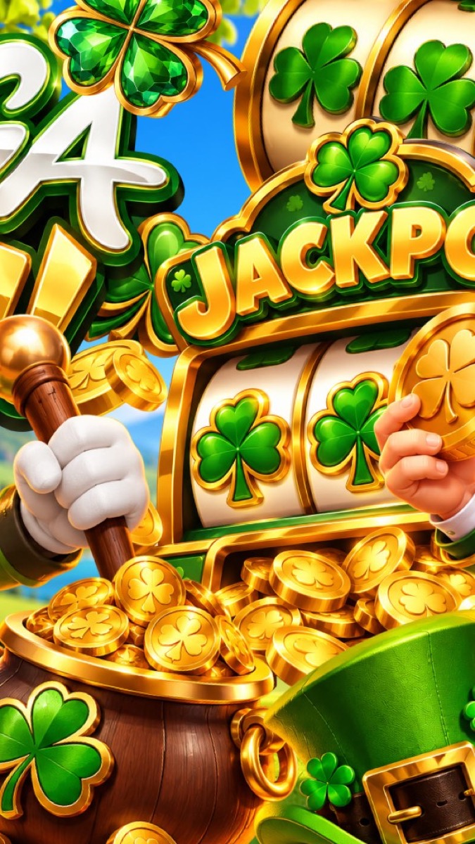 Luck Seal jackpot art with clovers and a slot window